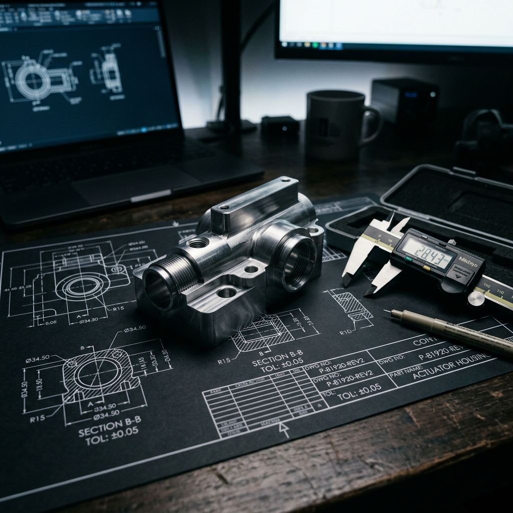 Machining detailing and engineering blueprint